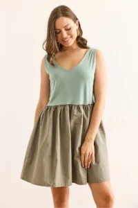 Olalook Women's Mint Green Top Sandy Bottom Parachute Mini Dress - Image 2