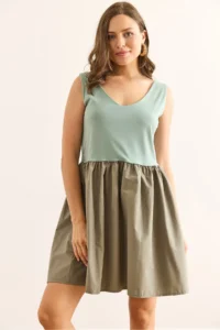 Olalook Women's Mint Green Top Sandy Bottom Parachute Mini Dress - Image 3