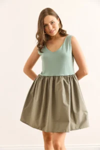 Olalook Women's Mint Green Top Sandy Bottom Parachute Mini Dress - Image 4