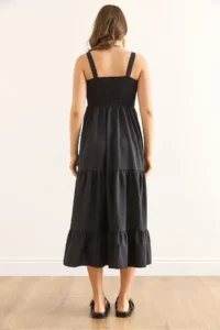 Olalook Women's Black Strap Gimped Midi Knitted Dress - Image 7