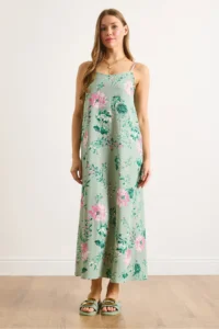 Olalook Women's Mint Green Adjustable Strap Maxi Viscose Dress - Image 2