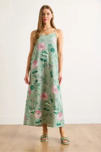 Olalook Women's Mint Green Adjustable Strap Maxi Viscose Dress - Image 3