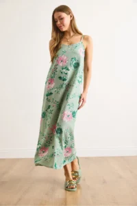 Olalook Women's Mint Green Adjustable Strap Maxi Viscose Dress - Image 4