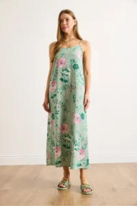 Olalook Women's Mint Green Adjustable Strap Maxi Viscose Dress - Image 5