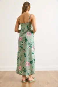 Olalook Women's Mint Green Adjustable Strap Maxi Viscose Dress - Image 7