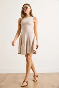 Olalook Women's Stone Modal Piece Sleeveless A-Line Mini Dress - Image 2