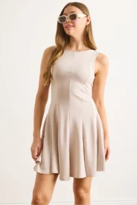 Olalook Women's Stone Modal Piece Sleeveless A-Line Mini Dress - Image 4