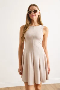 Olalook Women's Stone Modal Piece Sleeveless A-Line Mini Dress - Image 5