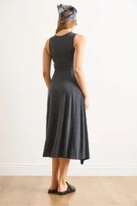 Olalook Women's Anthracite Modal Sleeveless Piece Maxi A-Line Dress - Image 7