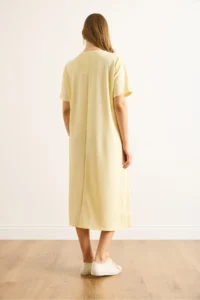 Olalook Women's Yellow Slit Sequin Detailed Flowy Dress - Image 7