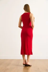 Olalook Women's Red Robe Low-cut Accessories Maxi Sandy Dress - Image 6