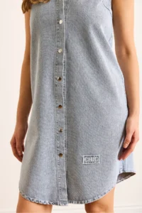 Olalook Women's Light Blue Chic Embroidered Mini Denim Shirt Dress - Image 7