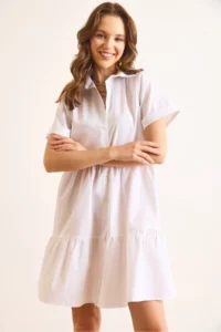 Olalook Women's White Piece Mini Shirt Dress - Image 3