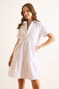 Olalook Women's White Piece Mini Shirt Dress - Image 4