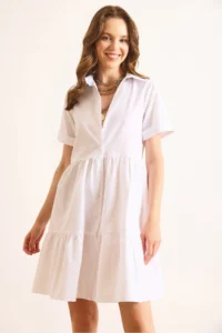 Olalook Women's White Piece Mini Shirt Dress - Image 5