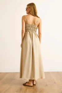 Olalook Women's Stone Strap Adjustable Pocket Gipe Detailed Maxi Dress - Image 6