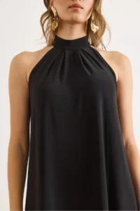 Olalook Women's Black Halter Neck Mini Flowy Dress - Image 4