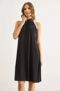Olalook Women's Black Halter Neck Mini Flowy Dress - Image 6