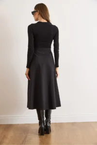 Olalook Women's Black Hidden Zipper Belted Garni Maxi Dress - Image 3