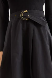 Olalook Women's Black Hidden Zipper Belted Garni Maxi Dress - Image 4