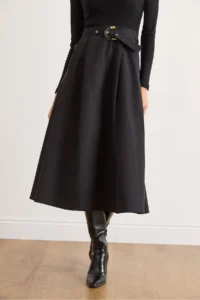 Olalook Women's Black Hidden Zipper Belted Garni Maxi Dress - Image 5