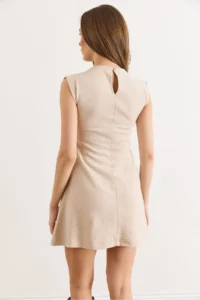 Olalook Women's Stone Accessory Detailed Mini Flared Dress - Image 4