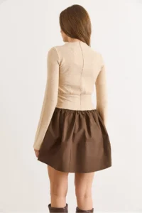 Olalook Women's Stone Studded Detailed Back Zipper Garnished Mini Dress - Image 3