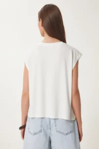 Happiness İstanbul Women Bonnet Basic Knitting T-Shirt - Image 6