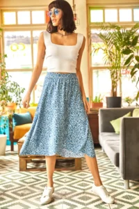 Olalook Women's Indigo Little Daisy Wrap Skirt - Image 2