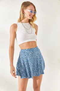 Olalook Women Indigo Camisole Skirt with Shorts - Image 2