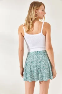 Olalook Women's Floral Mint Green Camisole Skirt with Shorts - Image 8