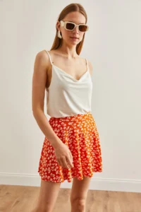Olalook Women's Orange Gonca Camisole Skirt with Shorts - Image 2
