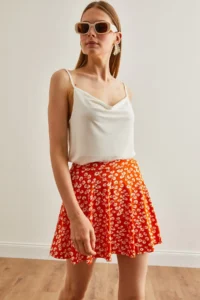 Olalook Women's Orange Gonca Camisole Skirt with Shorts - Image 3