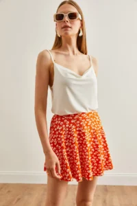 Olalook Women's Orange Gonca Camisole Skirt with Shorts - Image 4