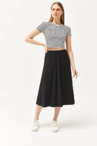 Olalook Women's Black Elastic Waist Flowy Twist Skirt - Image 4