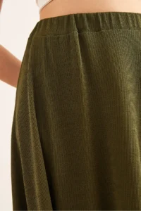Olalook Women's Khaki Elastic Waist Flowy Twist Skirt - Image 6