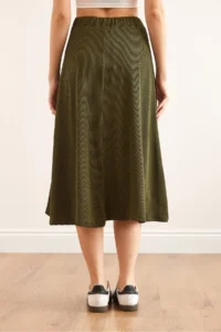Olalook Women's Khaki Elastic Waist Flowy Twist Skirt - Image 7