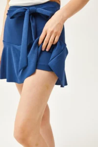 Olalook Women's Indigo Shorts Belted Mini Knitted Skirt - Image 5