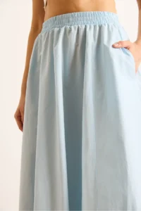 Olalook Women's Baby Blue Elastic Waist Parachute Bell Skirt - Image 5