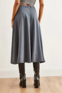Olalook Women's Smoked Soft Textured Modal Effect Bell Skirt - Image 6