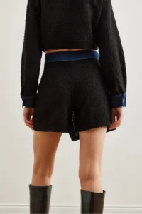 Olalook Women's Black Denim Button Detailed Chanel Shorts Skirt - Image 8
