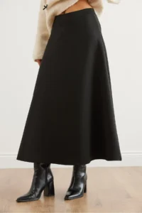 Olalook Women Black Maxi flared Puf Scuba Skirt - Image 4