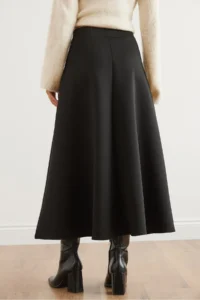 Olalook Women Black Maxi flared Puf Scuba Skirt - Image 7