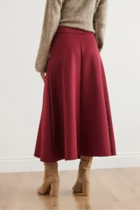 Olalook Women Burgundy Maxi flared Puf Scuba Skirt - Image 6