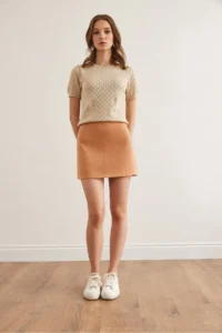 Olalook Women's Camel Back Zippered Double Mini Skirt - Image 2