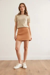 Olalook Women's Camel Back Zippered Double Mini Skirt - Image 3