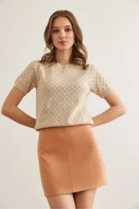 Olalook Women's Camel Back Zippered Double Mini Skirt - Image 4