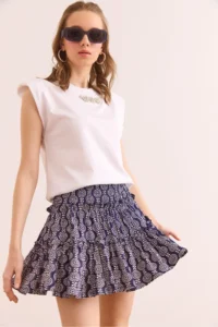 Olalook Women's Purple Soft Textured Flexible Mini Skirt with Piece Shorts