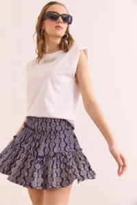 Olalook Women's Purple Soft Textured Flexible Mini Skirt with Piece Shorts - Image 4