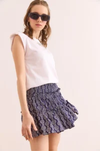 Olalook Women's Purple Soft Textured Flexible Mini Skirt with Piece Shorts - Image 5